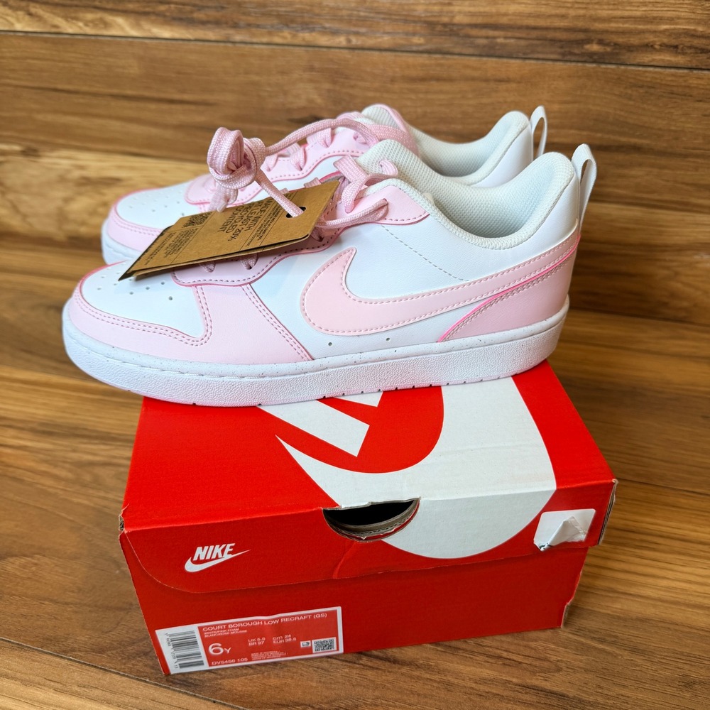 Nike Court Borough Low Recraft GS White Pink Foam DV5456-105 Youth Size 6Y‎ NEW